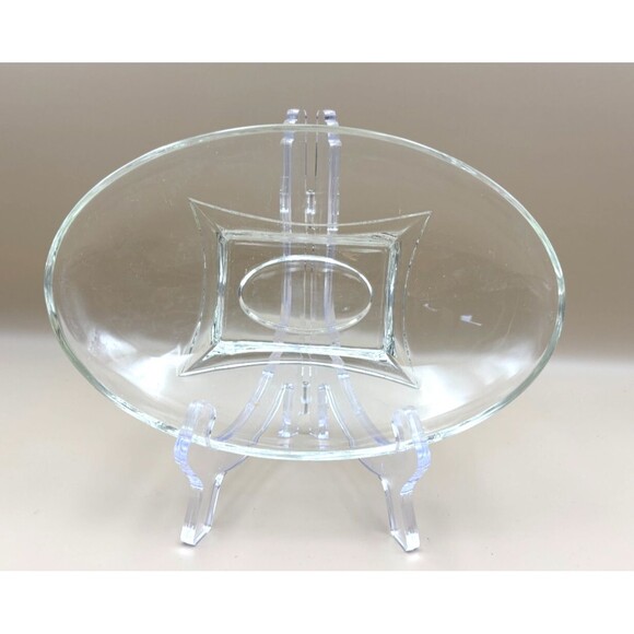 Vintage Hazel Atlas Oval Clear Glass 8" x 5" Footed Serving Dish Bowl 1960s - Picture 1 of 5